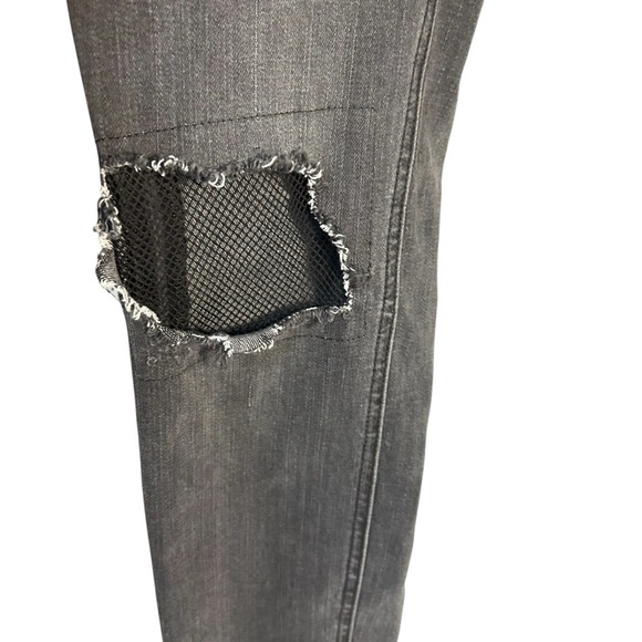 Free People Distressed Skinny Ankle Jeans Black Button Fly Jeans Sz 27 - Picture 3 of 13